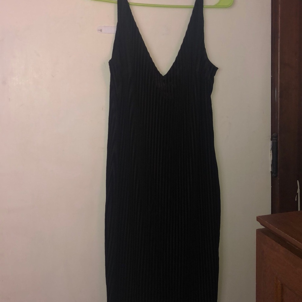 Cocktail dress black felt stripes